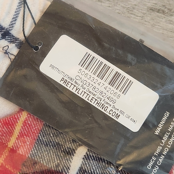 PrettyLittleThing PLT pajama women's 3XL red blue plaid plus size short sleeve - Picture 9 of 9